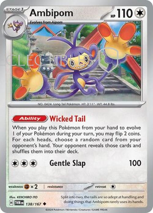 Pokemon Twilight Masquerade 138/167 Ambipom  Reverse Holo