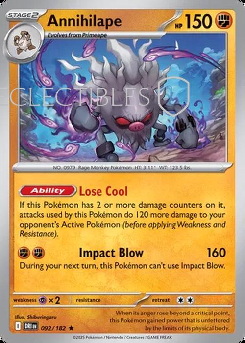 Pokemon Destined Rivals 092/182 Annihilape  Reverse Holo