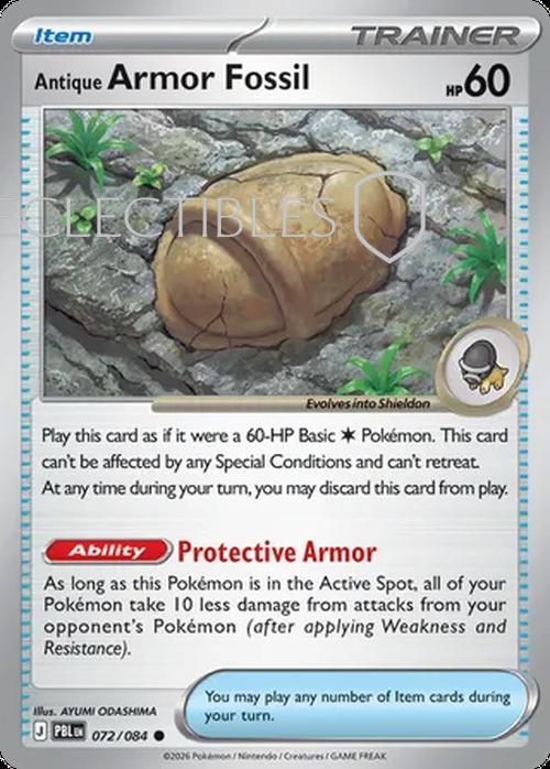 Pokemon pitch black 072/84 Antique Armor Fossil  Reverse Holo