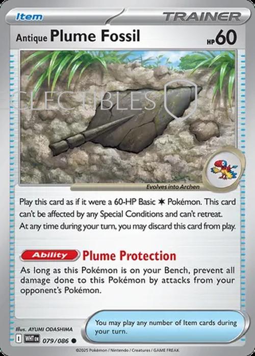 Pokemon White Flare 079/086 Antique Plume Fossil  Reverse Holo
