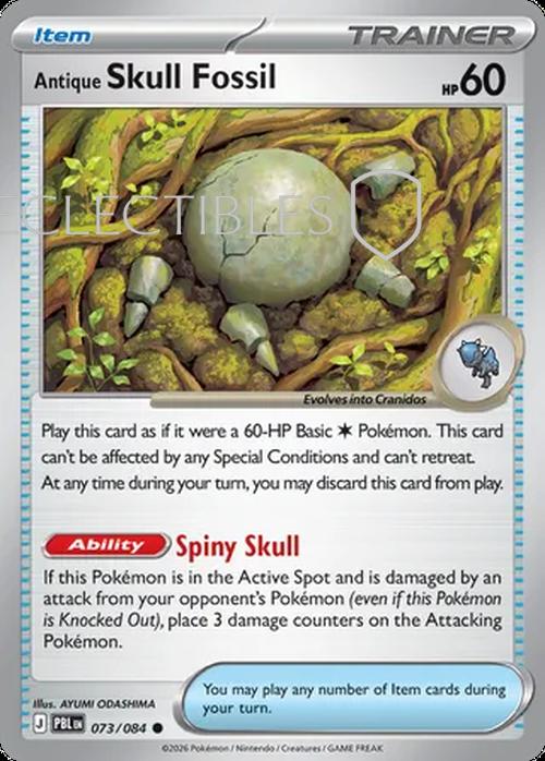 Pokemon pitch black 073/84 Antique Skull Fossil  Reverse Holo
