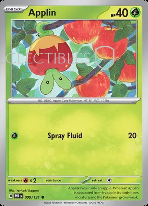 Pokemon Prismatic Evolutions 009/131 Applin Pokeball Reverse Holo