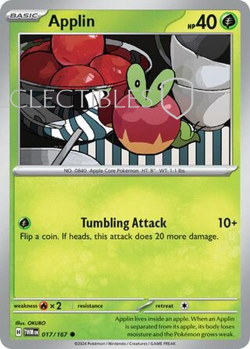 Pokemon Twilight Masquerade 017/167 Applin  Reverse Holo