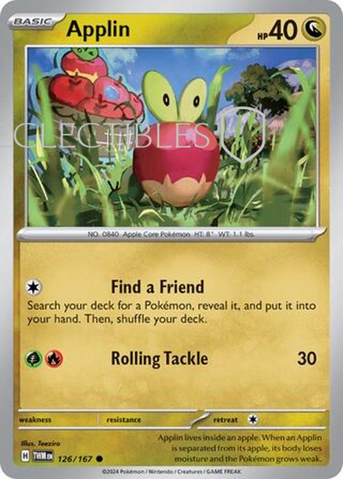 Pokemon Twilight Masquerade 126/167 Applin  Reverse Holo