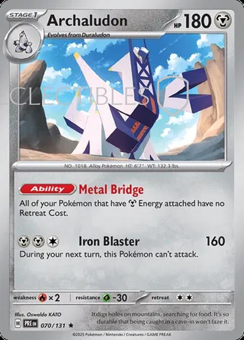 Pokemon Prismatic Evolutions 070/131 Archaludon Reverse Holo