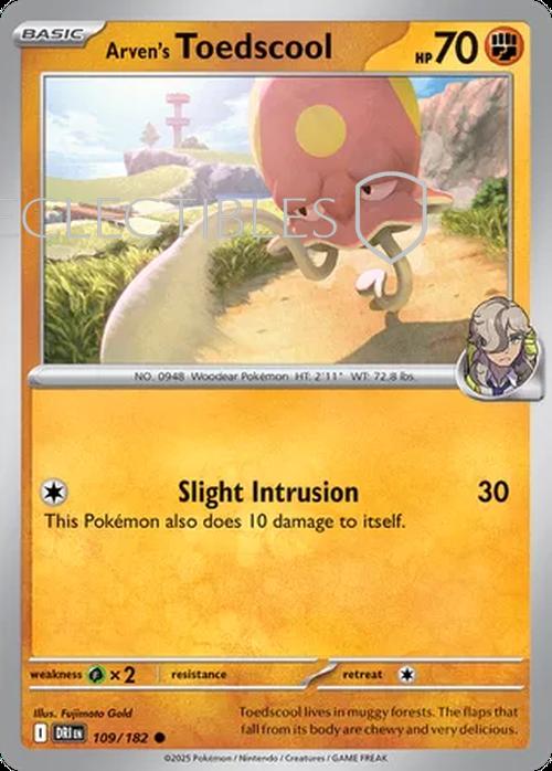 Pokemon Destined Rivals 109/182 Arvens Toedscool  Reverse Holo