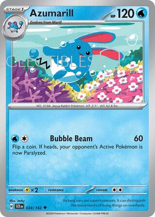 Pokemon Stellar Crown 034/142 Azumarill  Reverse Holo