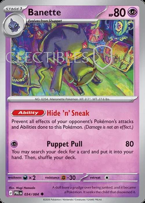 Pokemon pitch black 034/84 Banette  Reverse Holo