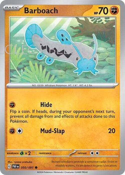 Pokemon Paldean Fates 050/91 Barboach  Reverse Holo