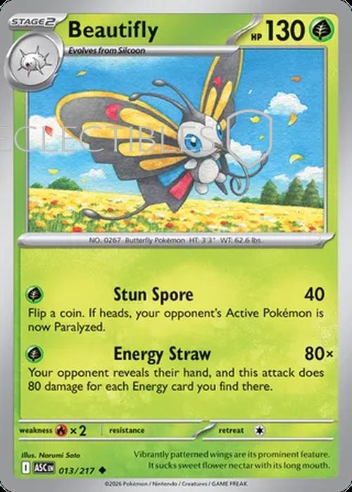 Pokemon Ascended Heroes 013/217 Beautifly  Reverse Holo