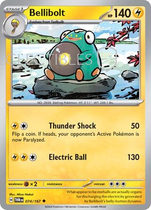 Pokemon Twilight Masquerade 074/167 Bellibolt  Reverse Holo