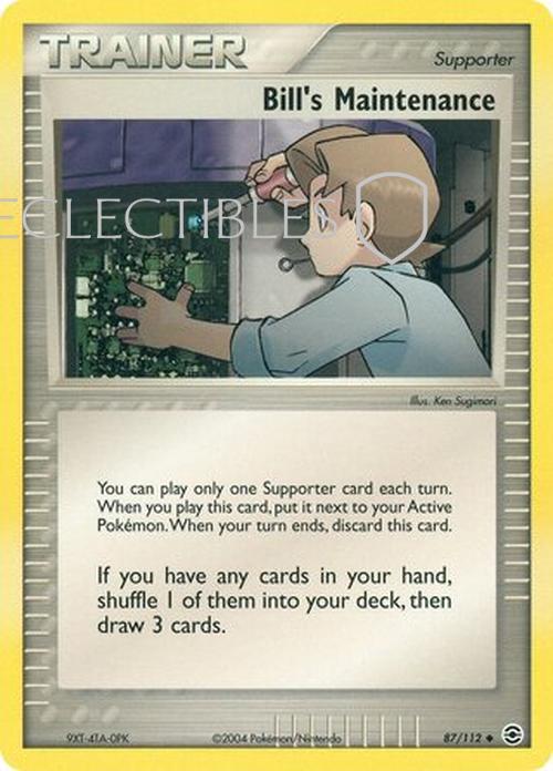 Pokemon EX FireRed & LeafGreen 087/112 Bill's Maintenance Reverse Holo