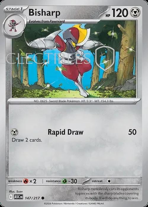 Pokemon Ascended Heroes 147/217 Bisharp  Reverse Holo