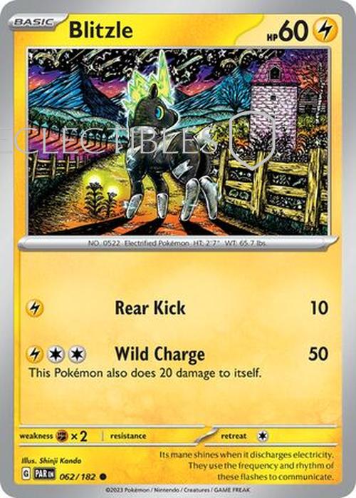 Pokemon Paradox Rift 062/182 Blitzle  Reverse Holo