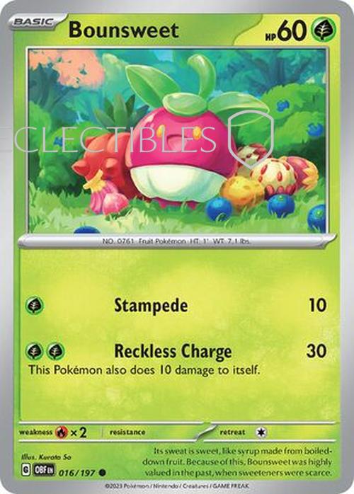 Pokemon Obsidian Flame 016/197 Bounsweet  Reverse Holo