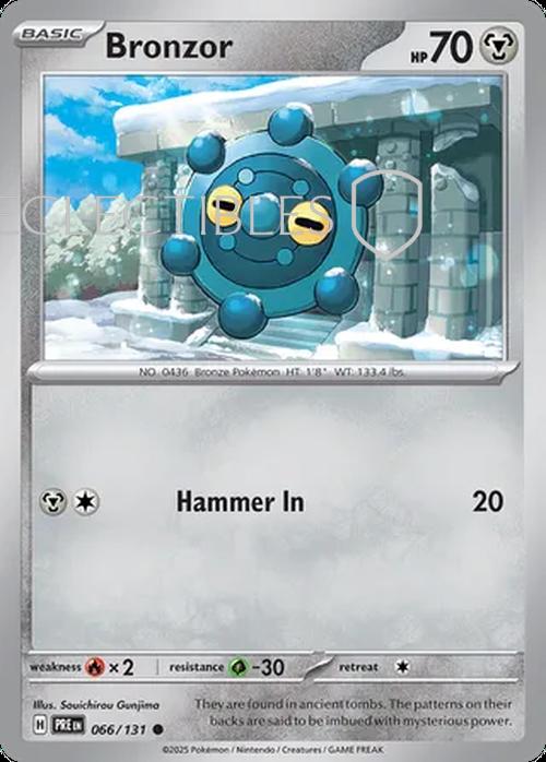 Pokemon Prismatic Evolutions 066/131 Bronzor Reverse Holo