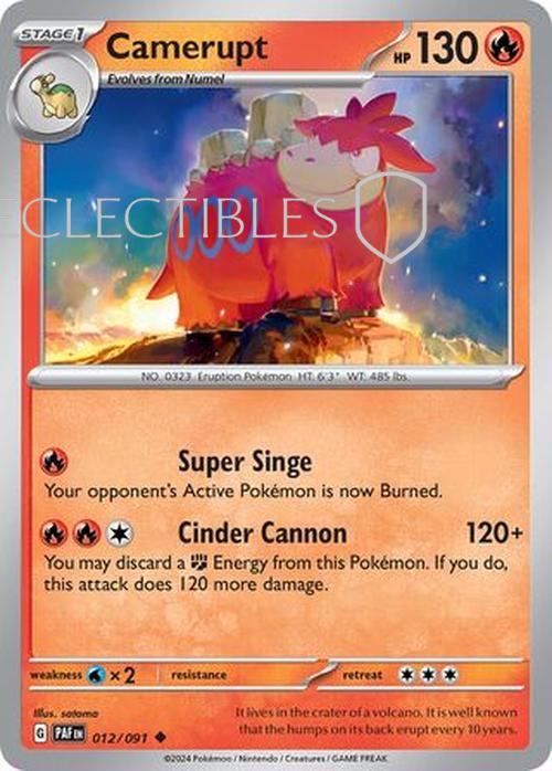 Pokemon Paldean Fates 012/91 Camerupt  Reverse Holo