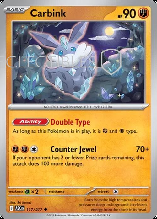 Pokemon Ascended Heroes 117/217 Carbink  Reverse Holo
