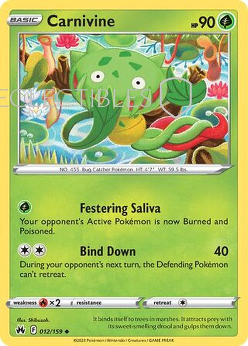 Pokemon Crown Zenith 012/159 Carnivine  Reverse Holo
