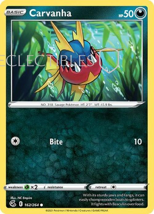 Pokemon Fusion Strike 162/264 Carvanha  Reverse Holo