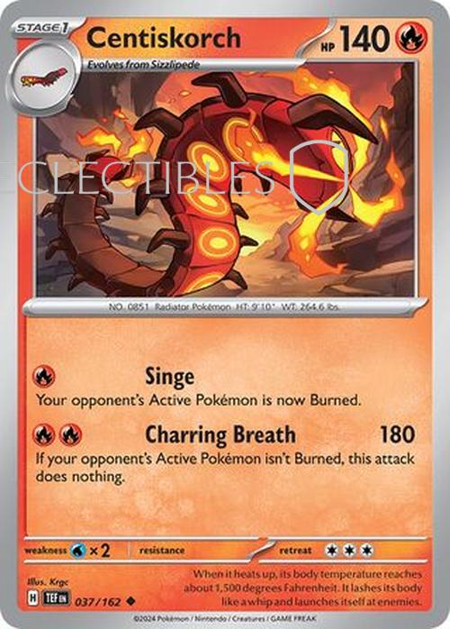 Pokemon Temporal Forces 037/162 Centiskorch  Reverse Holo