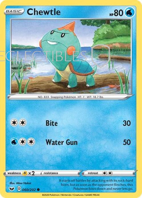 Pokemon Sword & Shield 060/202 Chewtle  Reverse Holo