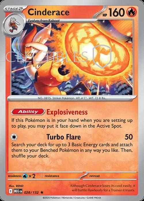 Pokemon Mega Evolutions 028/132 Cinderace  Reverse Holo