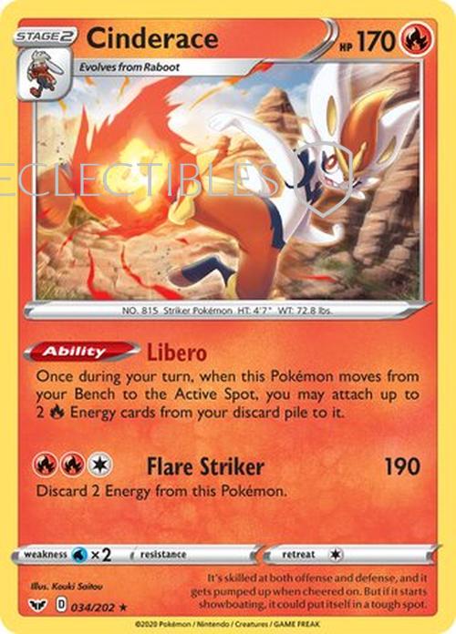 Pokemon Sword & Shield 034/202 Cinderace Holo