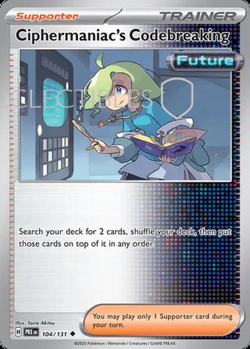 Pokemon Prismatic Evolutions 104/131 Ciphermaniac's Codebreaking Reverse Holo