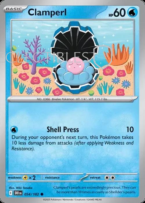 Pokemon Destined Rivals 054/182 Clamperl  Reverse Holo