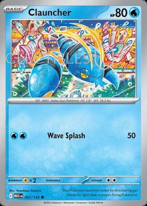 Pokemon Mega Evolutions 037/132 Clauncher  Reverse Holo