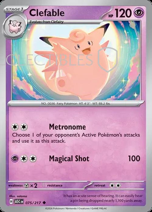 Pokemon Ascended Heroes 075/217 Clefable  Reverse Holo