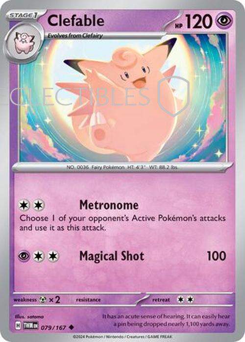 Pokemon Twilight Masquerade 079/167 Clefable  Reverse Holo
