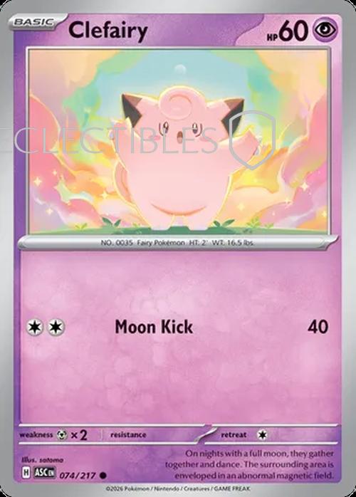Pokemon Ascended Heroes 074/217 Clefairy  Reverse Holo