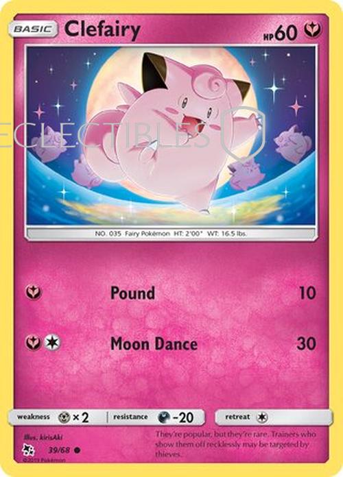 Pokemon Hidden Fates 39/68 Clefairy  Reverse Holo