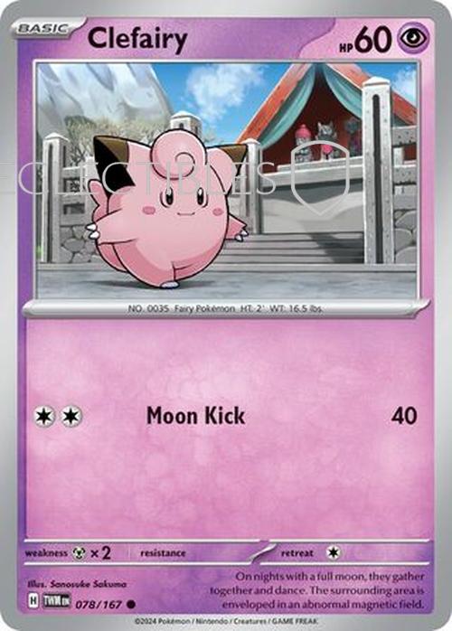 Pokemon Twilight Masquerade 078/167 Clefairy  Reverse Holo