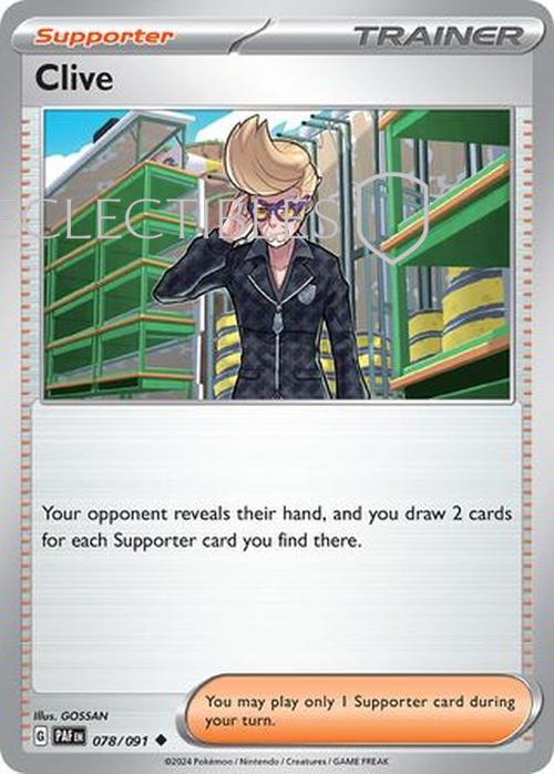 Pokemon Paldean Fates 078/91 Clive  Reverse Holo