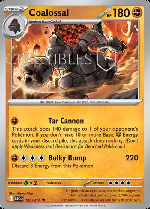 Pokemon Ascended Heroes 120/217 Coalossal  Reverse Holo