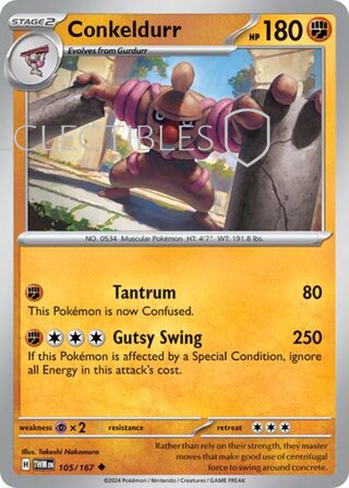 Pokemon Twilight Masquerade 105/167 Conkeldurr  Reverse Holo