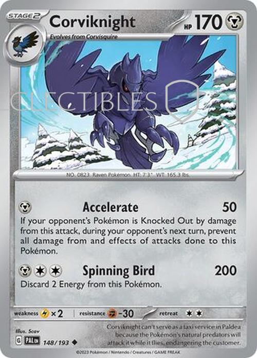 Pokemon Paldea Evolved  148/193 Corviknight  Reverse Holo