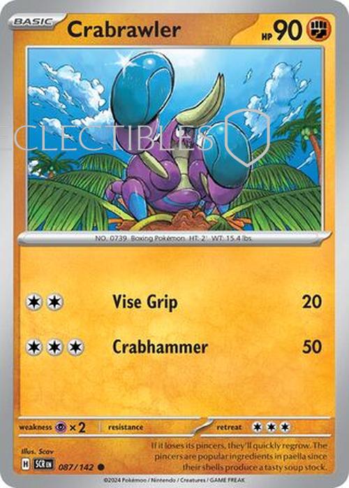 Pokemon Stellar Crown 087/142 Crabrawler  Reverse Holo