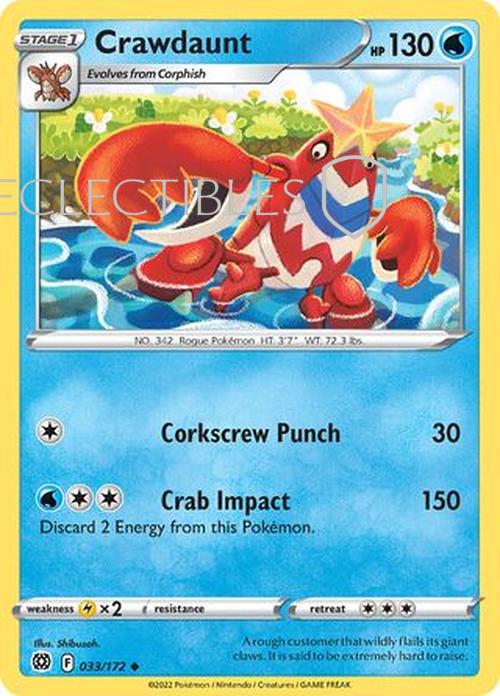 Pokemon Brilliant Stars 033/172 Crawdaunt  Reverse Holo