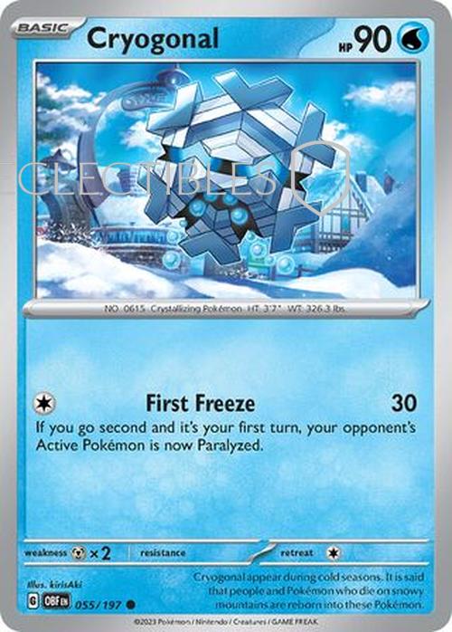 Pokemon Obsidian Flame 055/197 Cryogonal  Reverse Holo