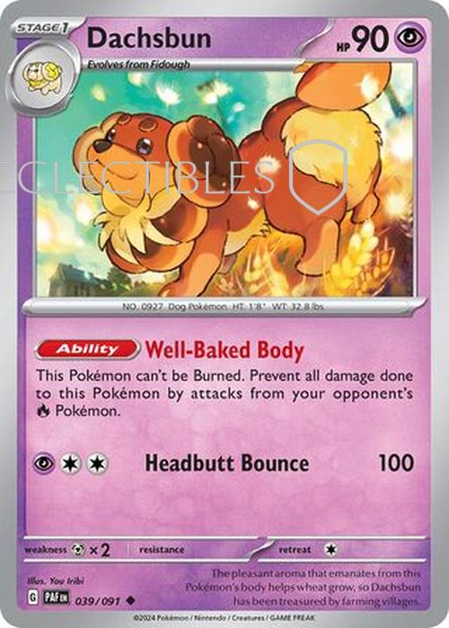 Pokemon Paldean Fates 039/91 Dachsbun  Reverse Holo