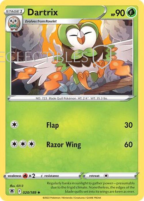 Pokemon Astral Radiance 020/189 Dartrix  Reverse Holo