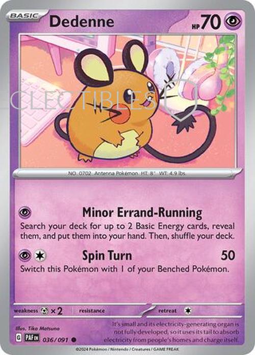 Pokemon Paldean Fates 036/91 Dedenne  Reverse Holo