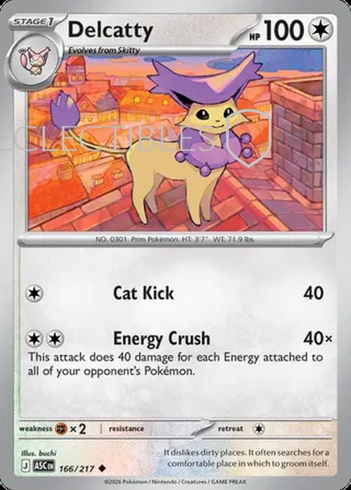 Pokemon Ascended Heroes 166/217 Delcatty  Reverse Holo