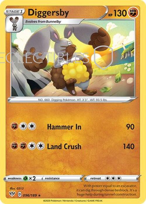 Pokemon Darkness Ablaze 096/189 Diggersby  Reverse Holo