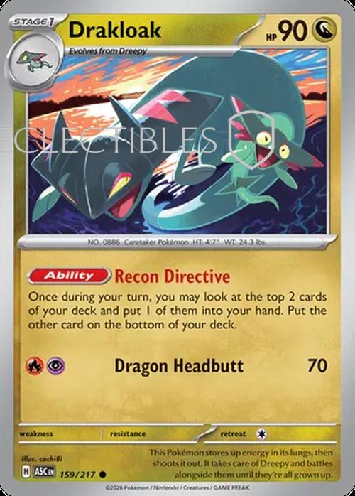 Pokemon Ascended Heroes 159/217 Drakloak  Reverse Holo