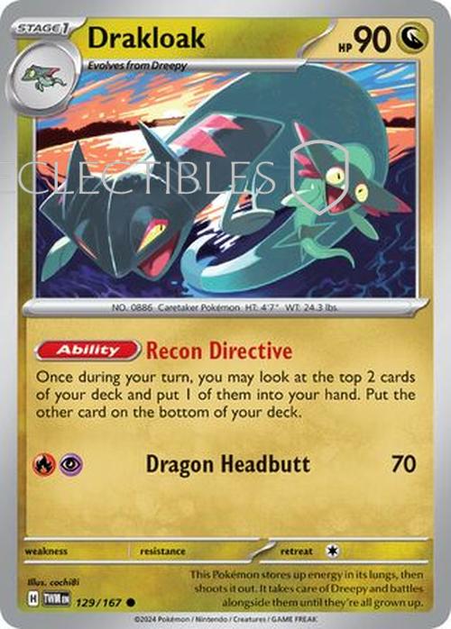 Pokemon Twilight Masquerade 129/167 Drakloak  Reverse Holo